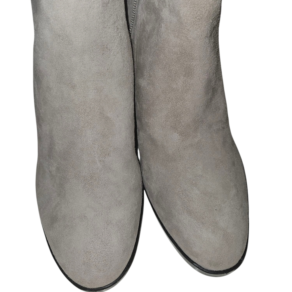 Nine West Niomi Stacked Heel Suede Leather Booties Size 8 Gray EUC - Picture 6 of 13